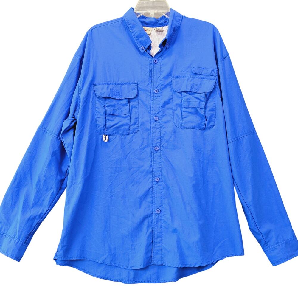 Field Forest Blue Sportsmans Utility Shirt Long Sleeves Button Down Mens Size XL